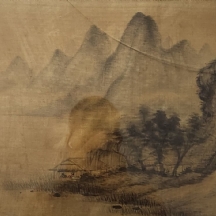 'למרגלות ההרים' - ציור סיני ישן, שמן על משי