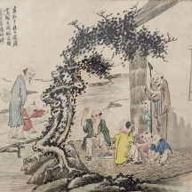 'משפחה שכזאת' - ציור סיני ישן, שמן על בד