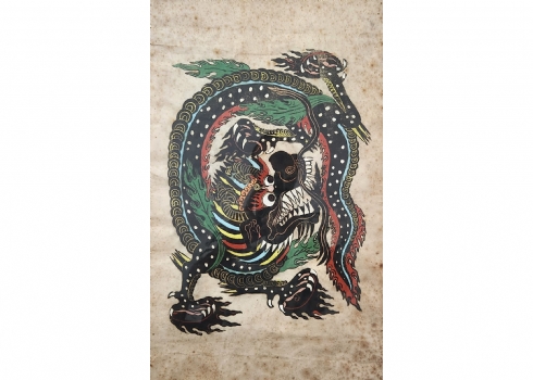 תמונה סינית ישנה, גואש על נייר מודפס