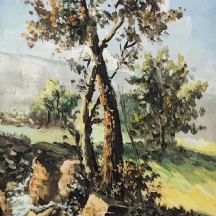 'עצים במורד' - שמן על לוח