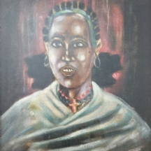 'פורטרט אישה' - שמן על מזונית