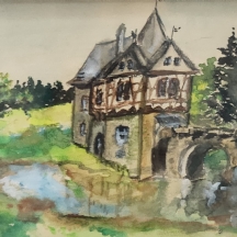 'אגם האחוזה' - אקוורל על נייר