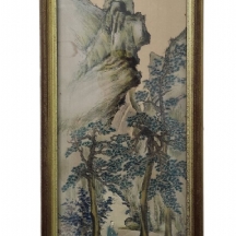 ריקמה סינית ישנה - ריקמה על בד צבוע