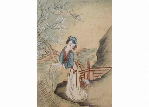 'שי שאי ליד הנהר' - ציור סיני עתיק מהשליש הראשון של המאה העשרים, מצוייר ביד