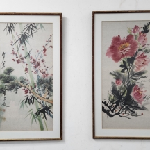 זוג ציורים סינים ישנים - אקוורל על נייר