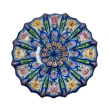 צלחת קרמיקה פורטוגלית גדולה ויפה, חתומה: 'Estatuaria Coimbra Frutuoso)', מעוטרת