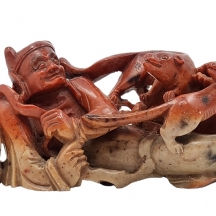 פסל סיני שולחני דקורטיבי עתיק מסוף המאה ה-19, עשוי אבן סבון 'שושאן'