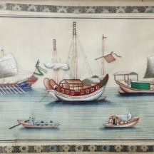 ציור סיני עתיק מהמאה ה-19, מצוייר ביד בצבעי מים (אקוורל) על משטח פיט (Pith)