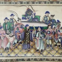 ציור סיני עתיק מתקופת שושלת צ'ינג (Qing dynasty), מצוייר ביד בצבעי מים (אקוורל)