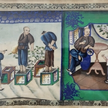 ציור סיני עתיק מתקופת שושלת צ'ינג (Qing dynasty), מצוייר ביד בצבעי מים (אקוורל)