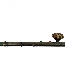 מקטרת אופיום (Opium Pipe) סינית עתיקה עשויה מתכת ואבן (הראש אבן נפרד מהמקטרת)