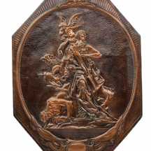 'תבליט נחושת רוסי (סובייטי) מתומן, ישן ויפה, נושא בחזיתו הקדשה