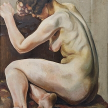 'ערום נשי מבט מהגב' - ציור ישן, שמן על לוח, לא חתום