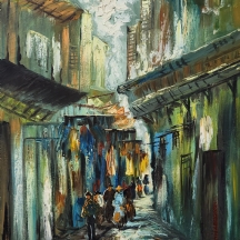 ניקולה, קובץ' (Nikola Kovach) - 'דמויות בירושלים' - ציור גדול ואיכותי של האמן