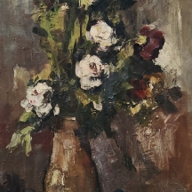 אד אדלר (Ed Adler) - 'פרחים בכד חום' - שמן על בד, חתום, חתום