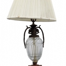 מנורת שולחן אמריקאית ישנה, גדולה, עשויה קריסטל