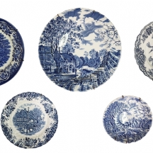 לוט של 5 צלחות קרמיקה ופורצלן