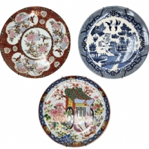 לוט של 3 צלחות פורצלן אחת מהן בסגנון אימארי