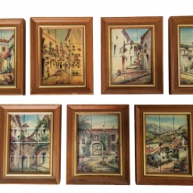 סט של 7 תמונות דקורטיביות, כל תמונה מודפסת על משטח של 12 'אריחים' וחתומים בפלטה