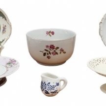 לוט של 6 פריטים ישנים שונים, עשוי קרמיקה ופורצלן