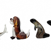 לוט של 4 פסלוני זכוכית אומנותית