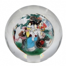 משקולת נייר סינית כדורית גדולה וכבדה, עשויה זכוכית