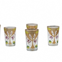 סט של 6 כוסות זכוכית בוהמיאניות מתקופת אר-נובו
