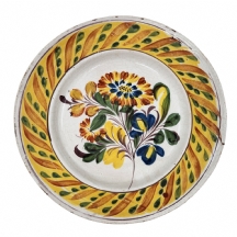 קערת פאיינס עתיקה ויפה בת יותר ממאה שנה, מצויירת בעבודת יד באמייל, לא חתומה