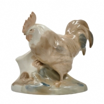 אגרטל פרחים אוקראיני ישן ויפה מפוסל בדמות תרנגול, מעוטר בצביעת יד וחתום