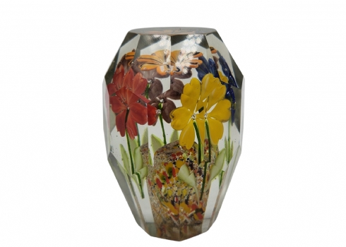 משקולת נייר מאסיבית איכותית ויפה במיוחד עשויה זכוכית בדגם ערוגת פרחים