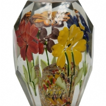 משקולת נייר מאסיבית איכותית ויפה במיוחד עשויה זכוכית בדגם ערוגת פרחים