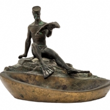 מתנה נפלאה לצוללן חובב דייג - קישוט שולחני ישן ויפה עשוי ברונזה, בדמות צוללן