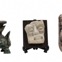 לוט של 3 קישוטים שולחניים עשויים אבנים שונות ומגולפים בעבודת יד ממקומות שונים בע