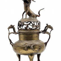 כלי נוי סיני ישן עשוי פליז יצוק בצורת מבער קטורת