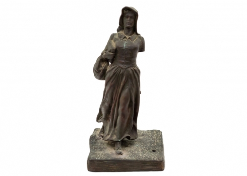 פסל שפלטר הידוע בשם: 'Pioneer Woman & Boy', על פי מודל מאת: 'פרסי ברייאנט בייקר'