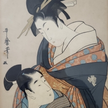 הדפס יפני עתיק וחשוב של האמן קיטגאווה אוטאמרו (Kitagawa Utamaro) המאה ה-18