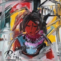 'אישה באדום' - שמן על בד