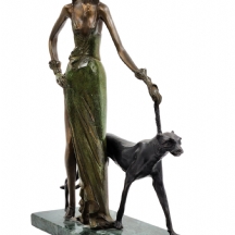 אישה ופנתר' - פסל ברונזה בסגנון עבודתו של ארטה (Erte)
