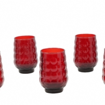 סט של 7 כוסות זכוכית בגון אדום