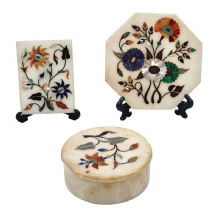 סט של 3 חפצי פרצ'ין קארי (Parchin kari) הודים ישנים