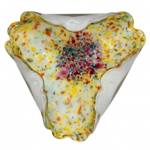 כלי זכוכית איטלקי (מורנו) מעוצב בצורת 'אוזן המן', עשוי 'זכוכית של סוף היום