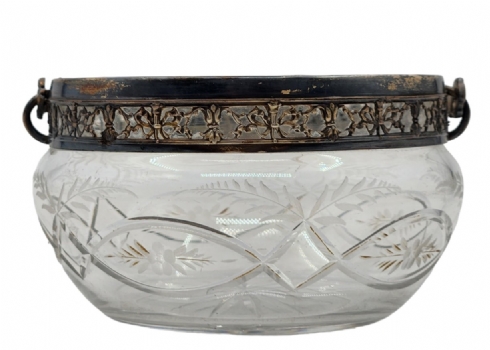 למביני דבר - כלי צרפתי עתיק יפה ואיכותי עשוי זכוכית מלוטשת בעבודת יד וכסף