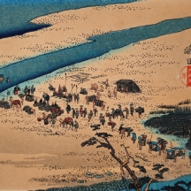 הדפס על פי חיתוך עץ יפני הנקרא: 'Shimada, Stations No. 23' של אוטגאוה הירושיגה