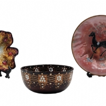 לוט של 3 כלי אמייל דקורטיביים שונים