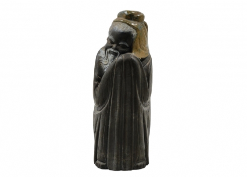 פסל פורצלן ספרדי מתוצרת ידרו (Lladro) בדמות נזיר סיני בגלימה, מעוטר בזיגוג