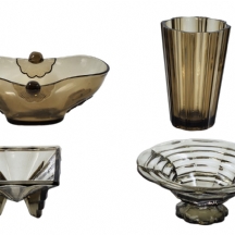 לוט של 4 כלי זכוכית מתקופת אר-דקו משנות ה- 40