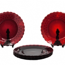 סט של 6 צלחות זכוכית 'רובי' אדומות (Ruby Glass)