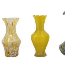 לוט של 4 חפצי נוי ישנים עשויים זכוכית שונים, כולם עשויים בעבודת ניפוח ידנית