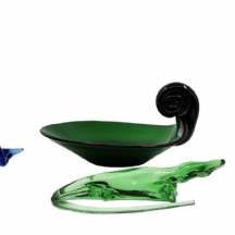 לוט של 4 חפצי קריסטל וזכוכית ישנים ושונים