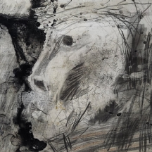 'פנים מוכספות' - טכניקה מעורבת על נייר